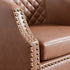 Louis Faux Leather Tufted Club Chair - Brown Accent Chair | Decorative Accent Chairs | Kinwell Furniture | Modern Club Chairs | Barrel Club Chair | Nailhead Trim Chair | Contemporary Faux Leather Chair | Elegant Brown Chair